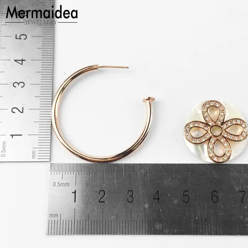 Серьги кольца женские посеребренные под розовое золото с петлями|Серьги-кольца| |