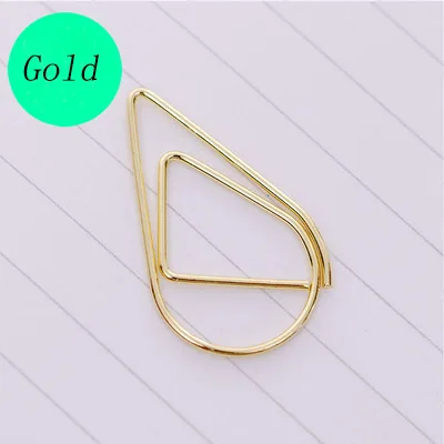 20pcs gold 20 шт. каплевидные скрепки, умные Золотые зажимы для бумаги, аксессуары для планировщика, скрепки для страниц, серебряный, черный, мятный, розовый, сиреневый - Цвет: 20pcs gold