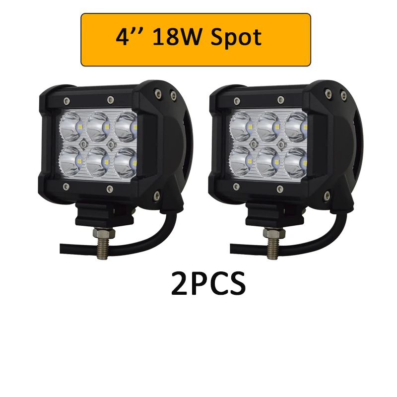 2X 4in 18W Spot Auxtings 4 ''12'' 15 ''17'' 20 ''дюймовый внедорожный светодиодный светильник 12 в 24 В точечный прожектор светодиодный рабочий светильник для Jeep Car 4WD Truck 4x4 SUV ATV - Цвет: 2X 4in 18W Spot
