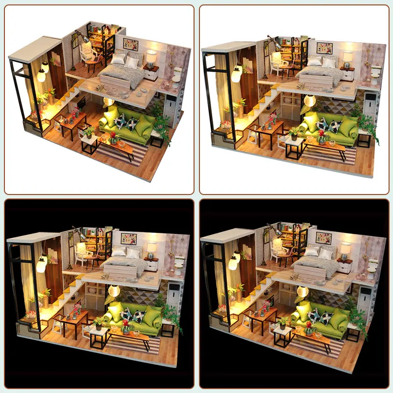 Кукольный домик сделай сам миниатюрный кукольный мебель со светодиодной