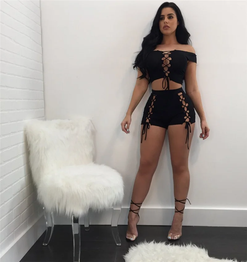 Розовый Bodycon Летний комбинезон Ползунки Для женщин костюм из двух предметов