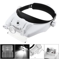 adjustable headband eyeglass magnifier magnifying glass eyewear loupe with led light for reading jewelry watch repair