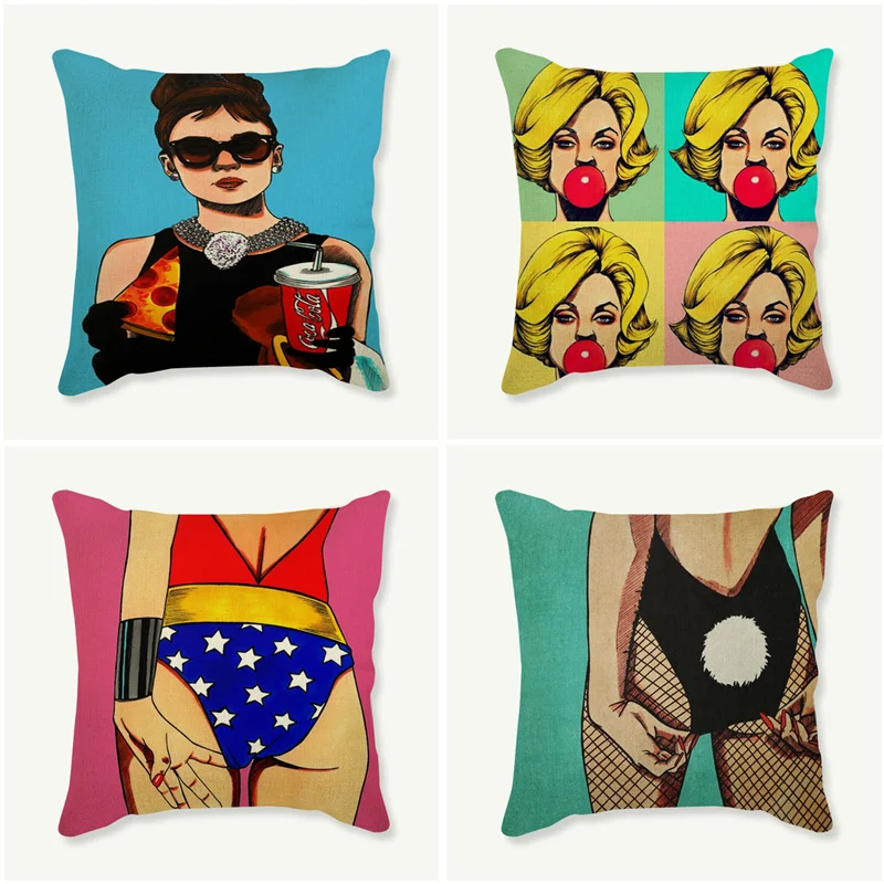 Цветной постер иллюстрация комикс наволочка поп-чехол Эротичная девушка ягодицы