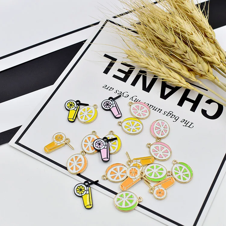 Корень 10 шт./упак. модный пить апельсиновый сок эмаль амулеты из сплава браслет DIY