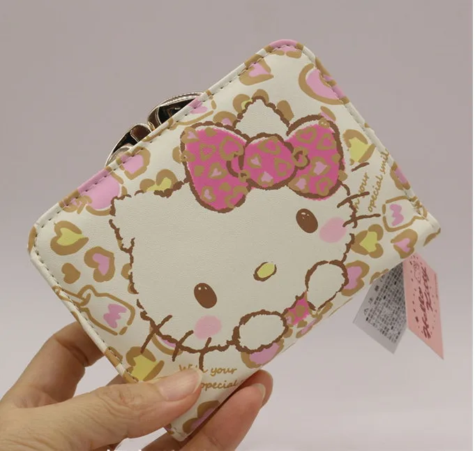 Hello kitty, модный короткий женский кошелек, новинка, на застежке, известный бренд, женские кошельки с котом, высокое качество, кожзам, розовый, Цветочный, мужской кошелек - Цвет: small