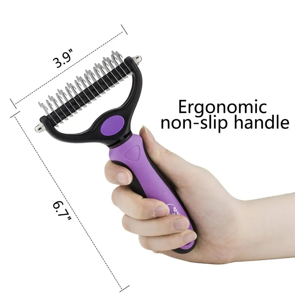 Pet мягкая нержавеющая двухсторонняя собака для домашних животных кошечка щетка