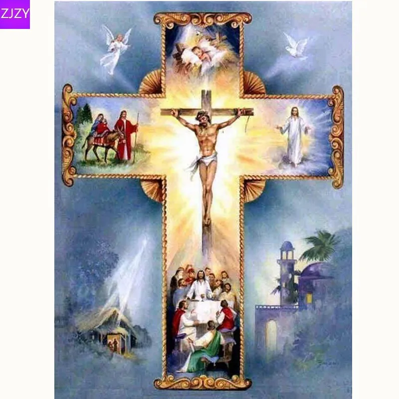 

5D Diamond Painting Religion Christian Jesus The Cross Stitch Full Round Rhinestone DIY Diamond Mosaic Embroidery Cross