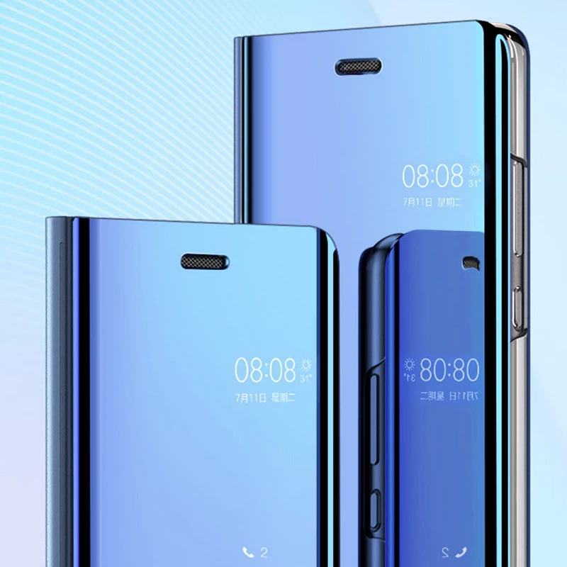 Зеркальный чехол-книжка с подставкой для Huawei P smart plus 2019 Y9 Y5 2018 honor 9i 10i 10 20i 20 lite 7S note