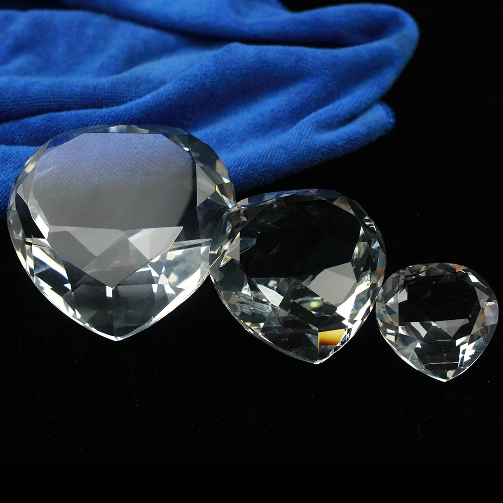 Clear Crystal Heart Paperweight Faceted Cut Glass Stone Diamond Jewelry Party Gifts for Guests | Favors