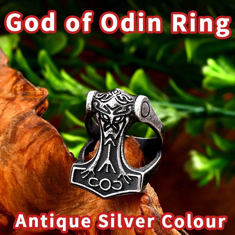 B STYLE RETRO COLOUR Байер 316L нержавеющая сталь Нос Викинг для мужчин скандинавский Odin Тор молот Мьёльнир руническое кольцо амулет модные ювелирные изделия LR567 - Цвет основного камня: B STYLE RETRO COLOUR