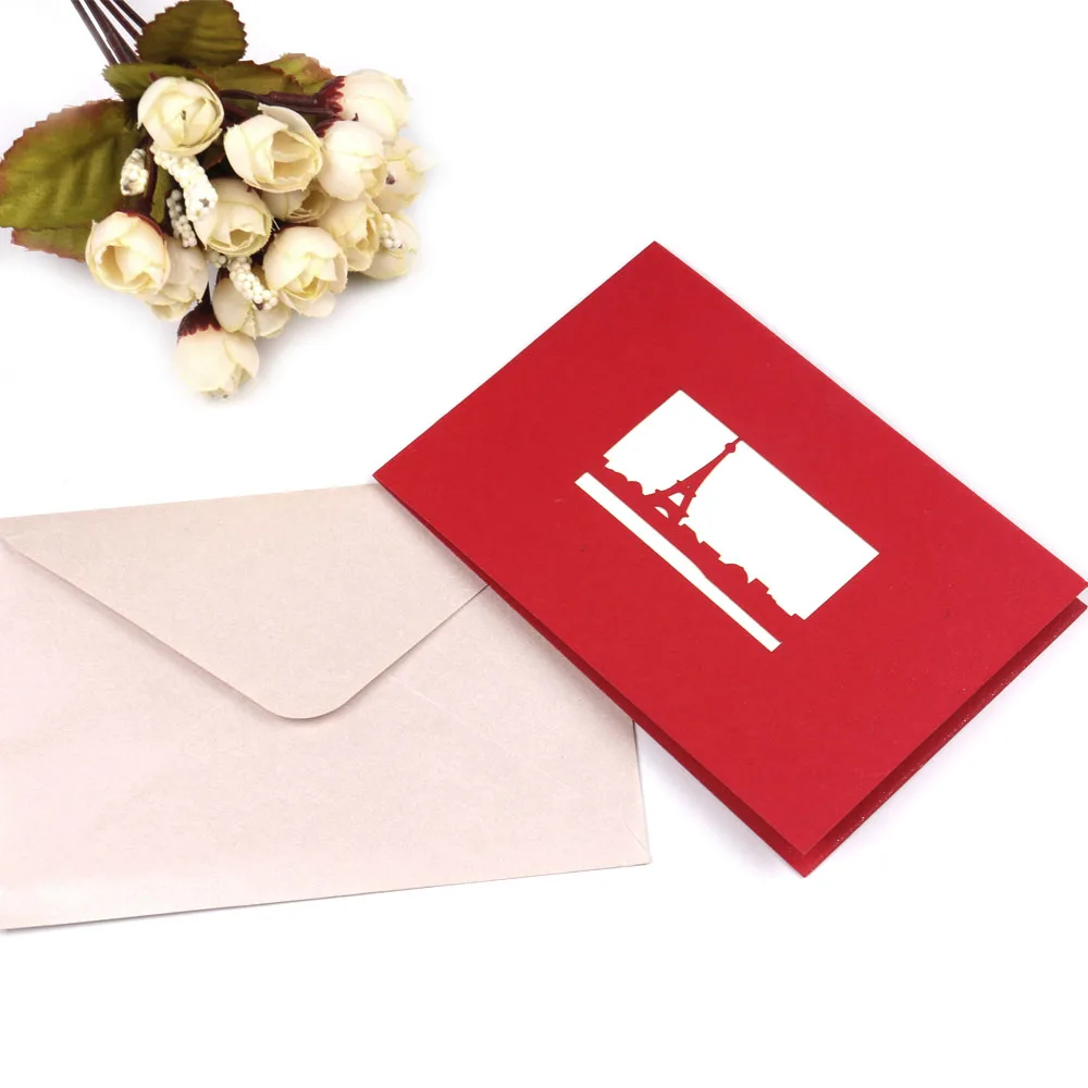 Blank Paper Cards 3D Handmade Pop Up Laser Cut Stereoscopic Anniversary Greeting Card Happy Birthday Postcard Gift | Дом и сад