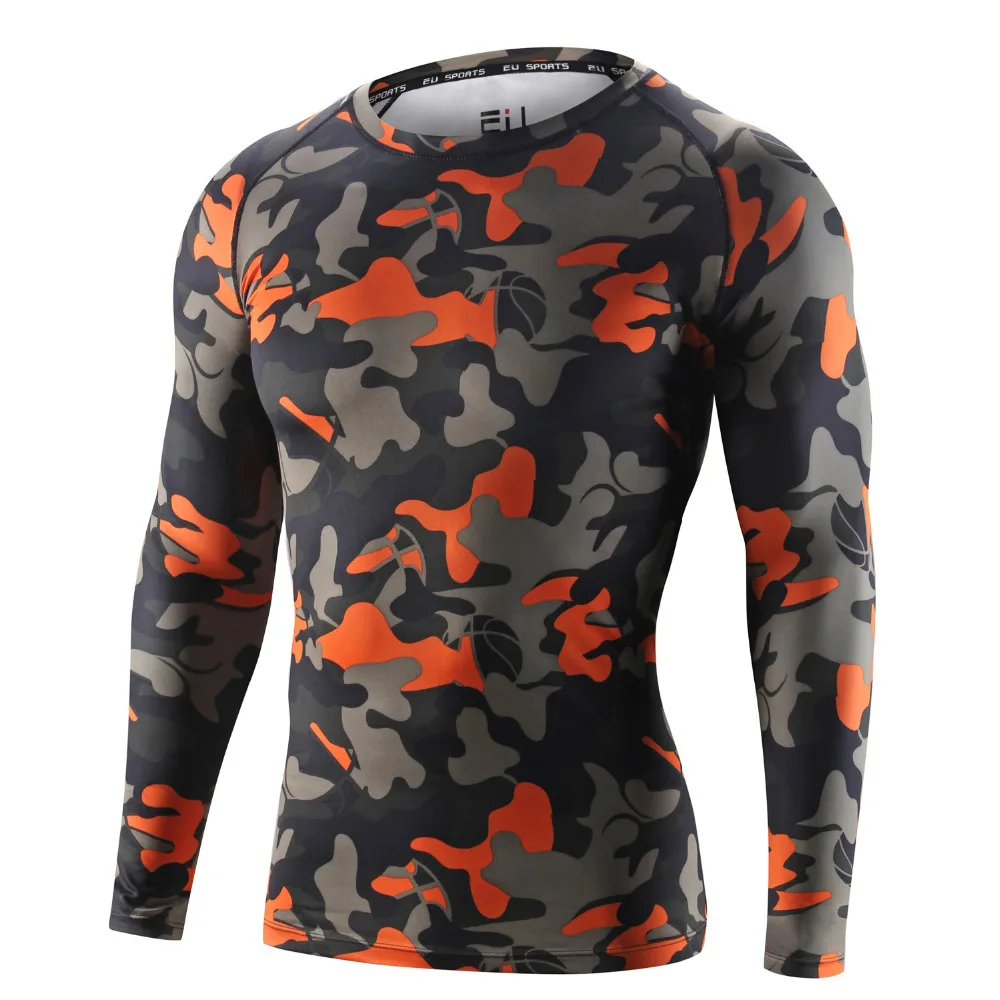 Мужская камуфляжная Джерси для велоспорта компрессионная Облегающая рубашка с