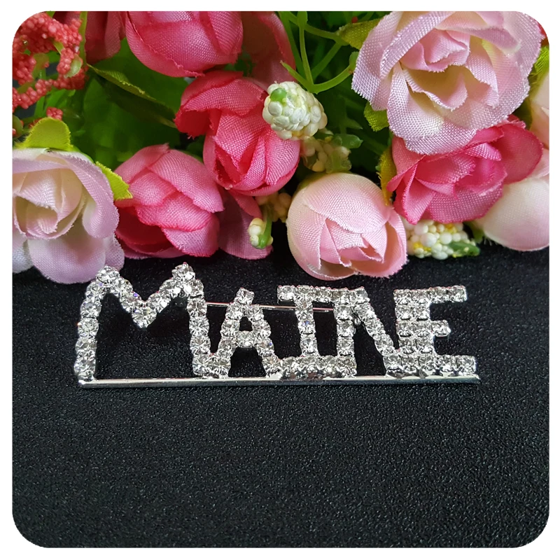 США тема подарок шикарные Стразы &quotМэн&quot State Word Pin Хрустальная брошь ювелирные