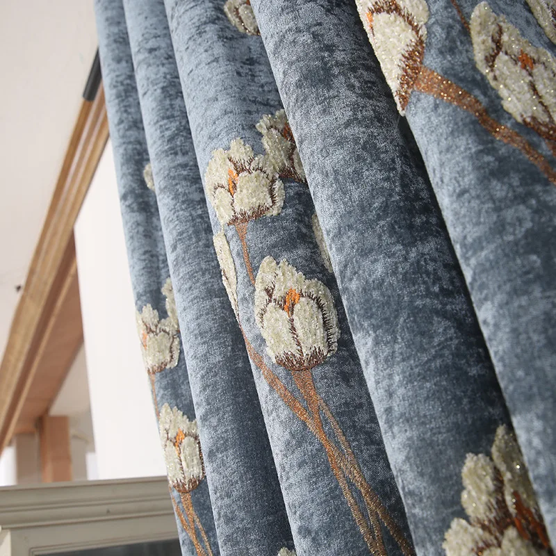 Европейская сельская модель 85% элегантные шторы с вышивкой цветочные