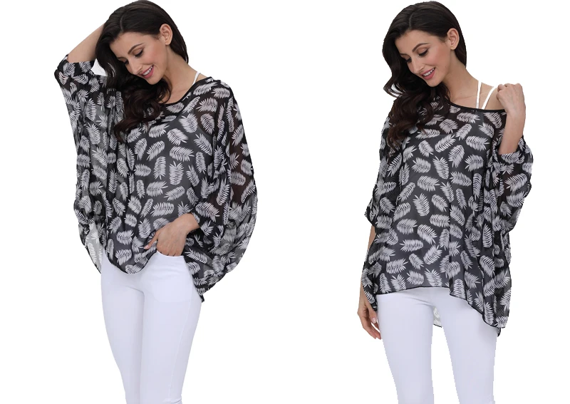 BHflutter 4XL 5XL 6XL размера плюс женская одежда новая шифоновая блузка рубашка рукав летучая мышь летний с буквенным принтом топы блузки