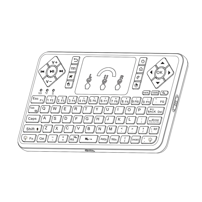 2.4 ГГц мини-клавиатура RGB подсветкой Touchpad Беспроводной клавиатура Air Мышь для