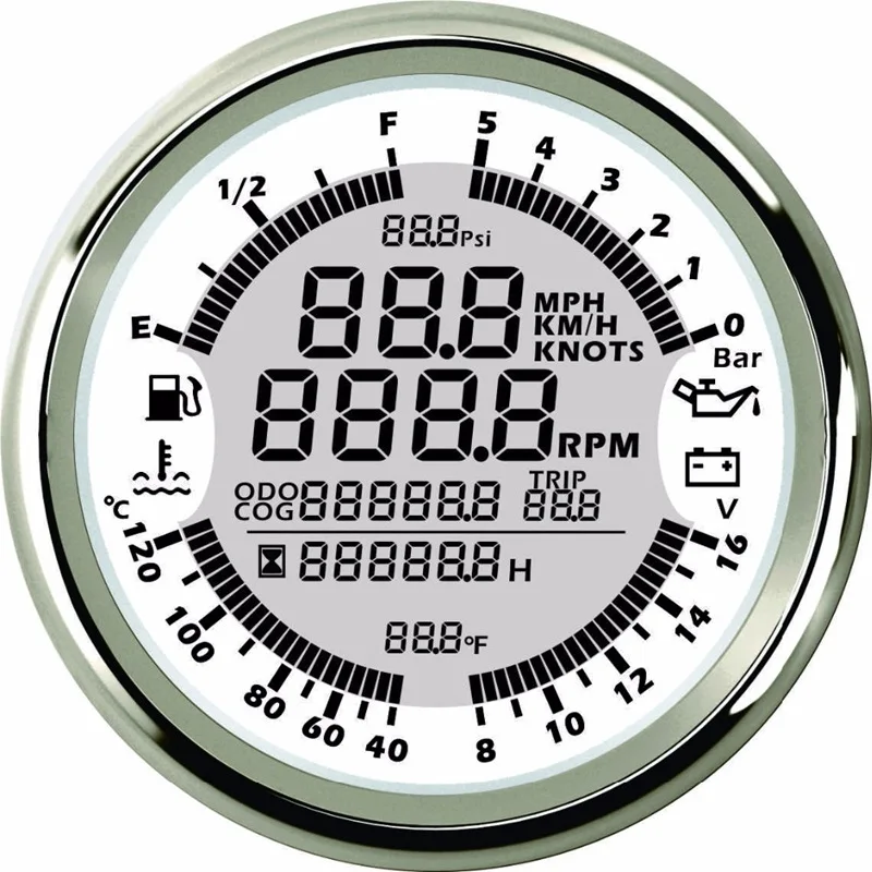 WS Датчик температуры 6 в 1 gps Спидометр Тахометр Температура воды Уровень топлива давление масла вольт метр об/мин для лодочного двигателя Цифровой - Цвет: WS
