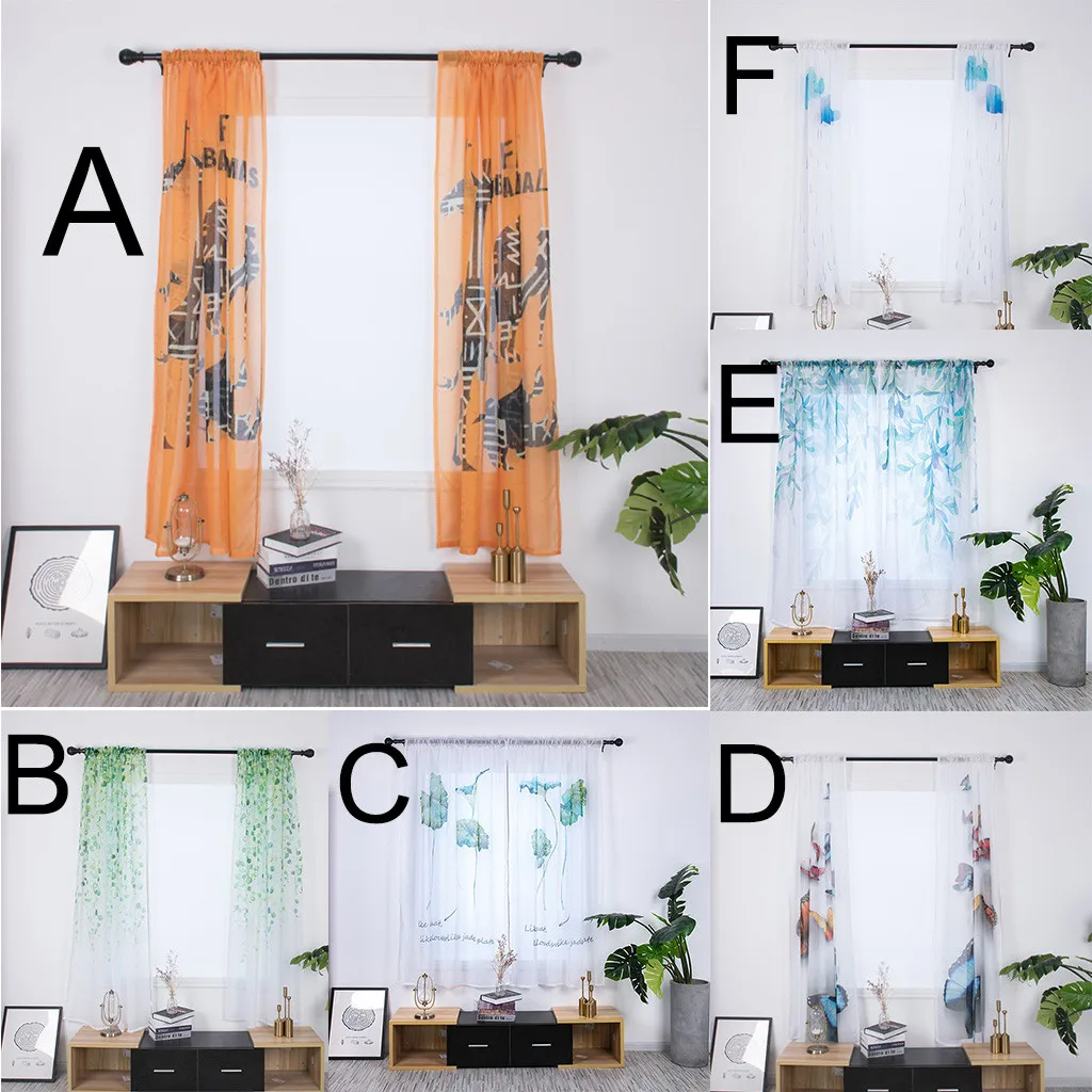 2 шт прозрачные оконные шторы с животным принтом 130*200 см моющиеся современные для