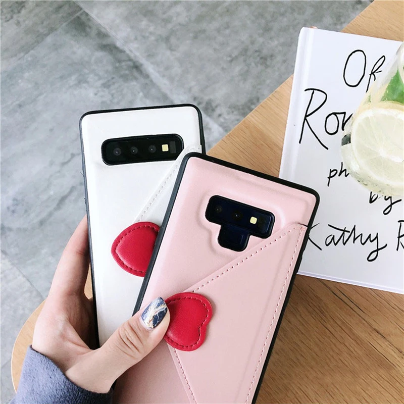 Модный кожаный чехол для телефона samsung Galaxy S10Plus S10, чехлы, сексуальное красное сердце любовь, кошелек, держатель для карт, чехол для samsung Note 9