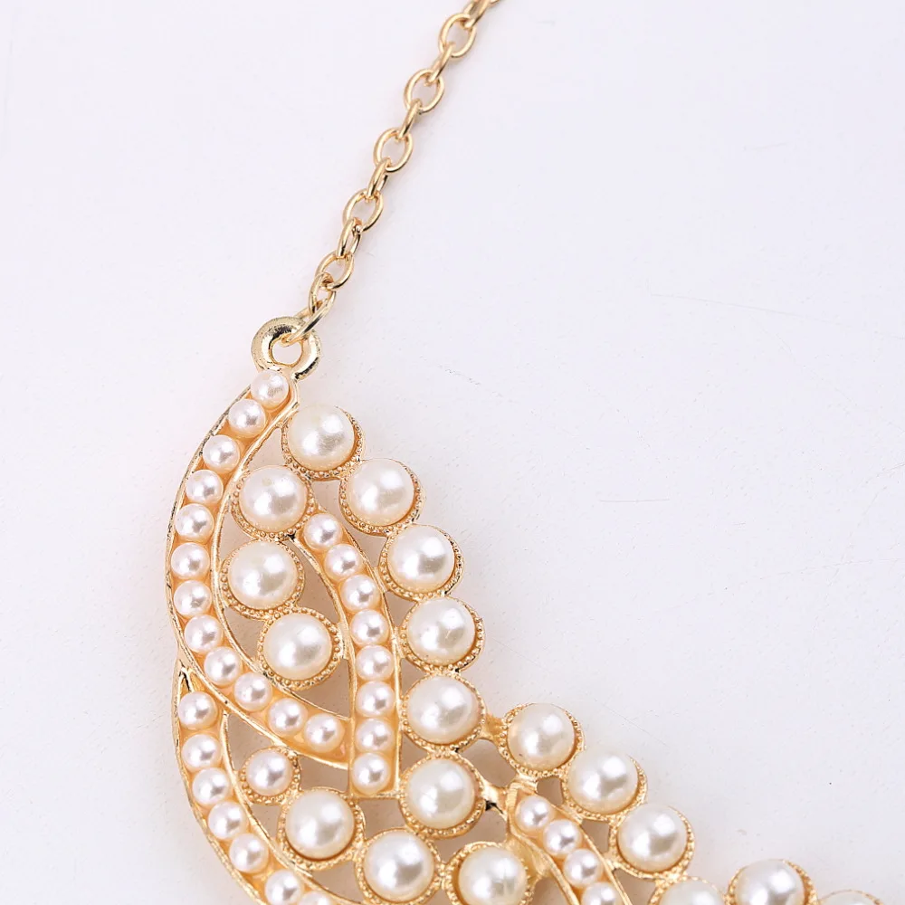 Позолоченное модное колье-чокер с имитацией жемчуга колье подвесками элегантное