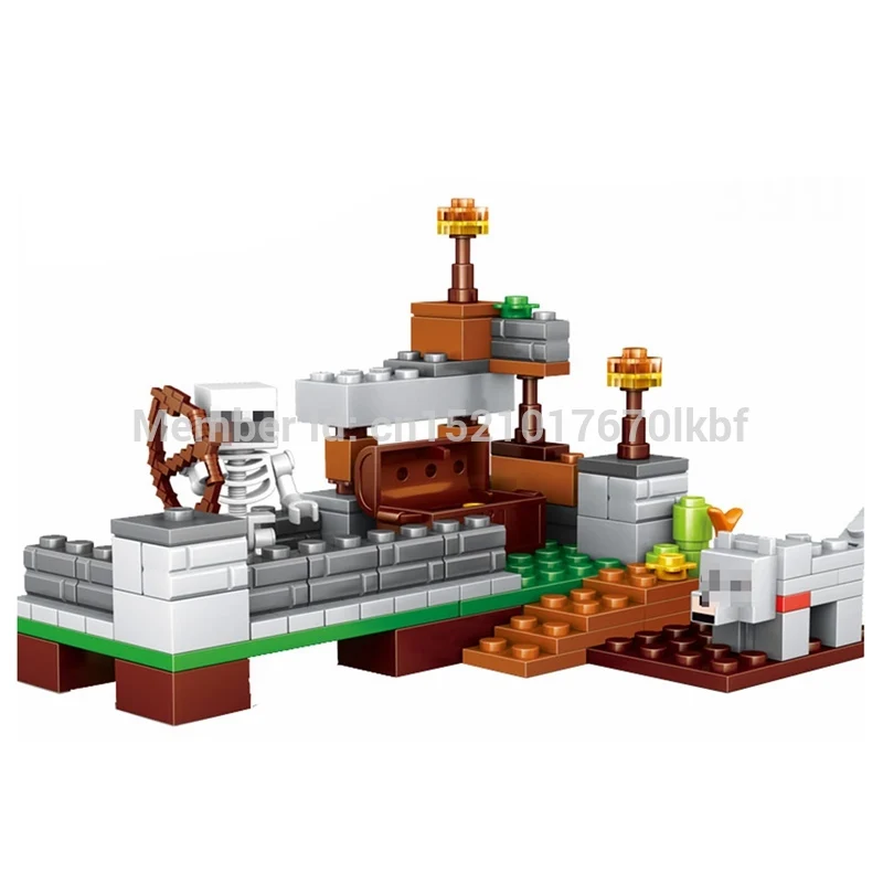 4 в 1 Minecrafted модель села рисунках Строительные блоки Устанавливает совместимые