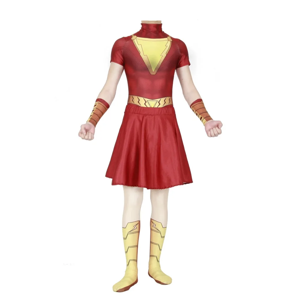 Марвел Капитан шазам Косплей Костюм Billy Batson Комбинезоны Костюмы Костюм Marvel взрослые мужчины дети мальчик супергерой Комбинезоны Косплей