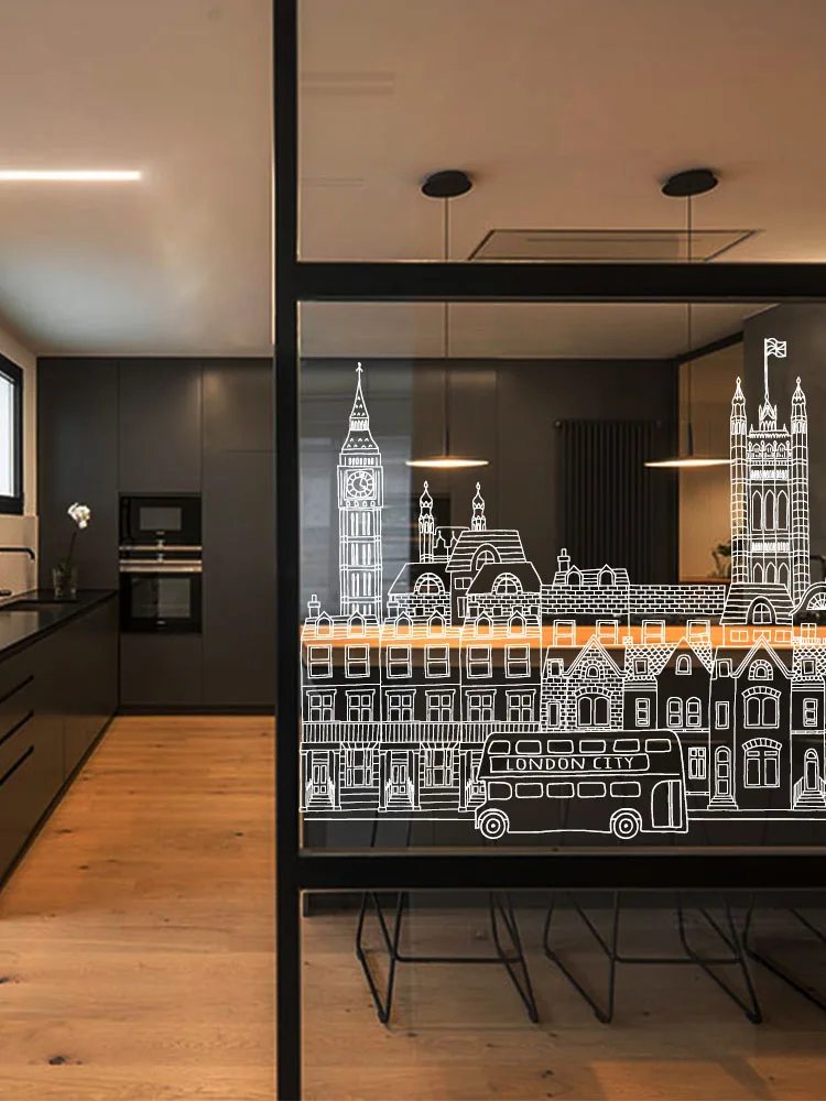Лондонский Городской контур эскиз прозрачная оконная пленка декоративная