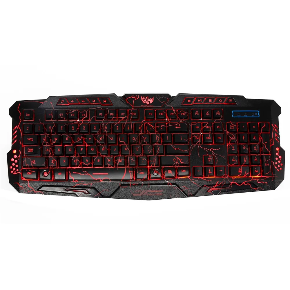 Клавиатура Deepfox с русской/английской подсветкой светодиодный 3 цвета USB проводная