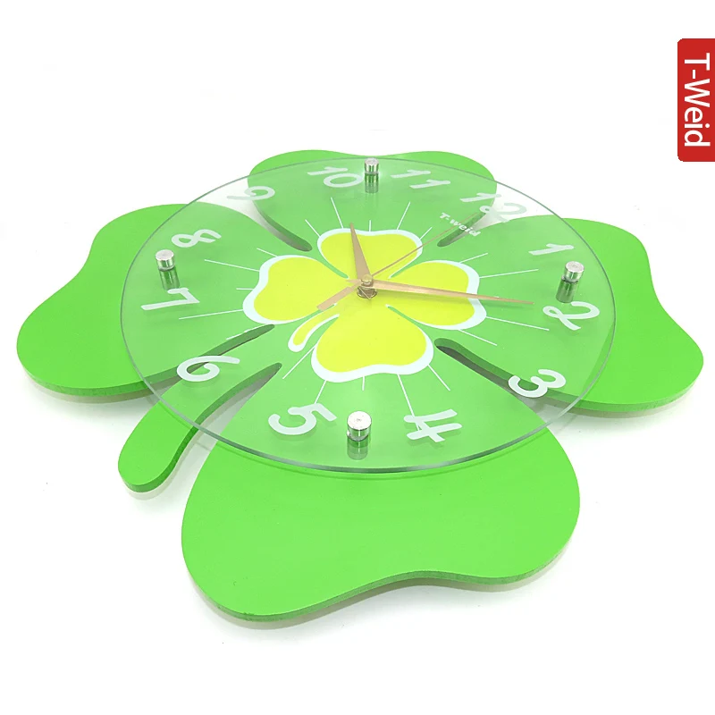 Деревянные настенные часы с изображением четырехлистного клевера гамака