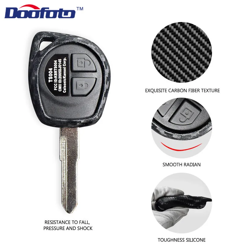 Doofoto Carbon Fiber Grain Car Key Covers Case For Suzuki SX4 Swift Liana Grand Vitara Ignis Jimny Styling Auto Accessories | Автомобили и