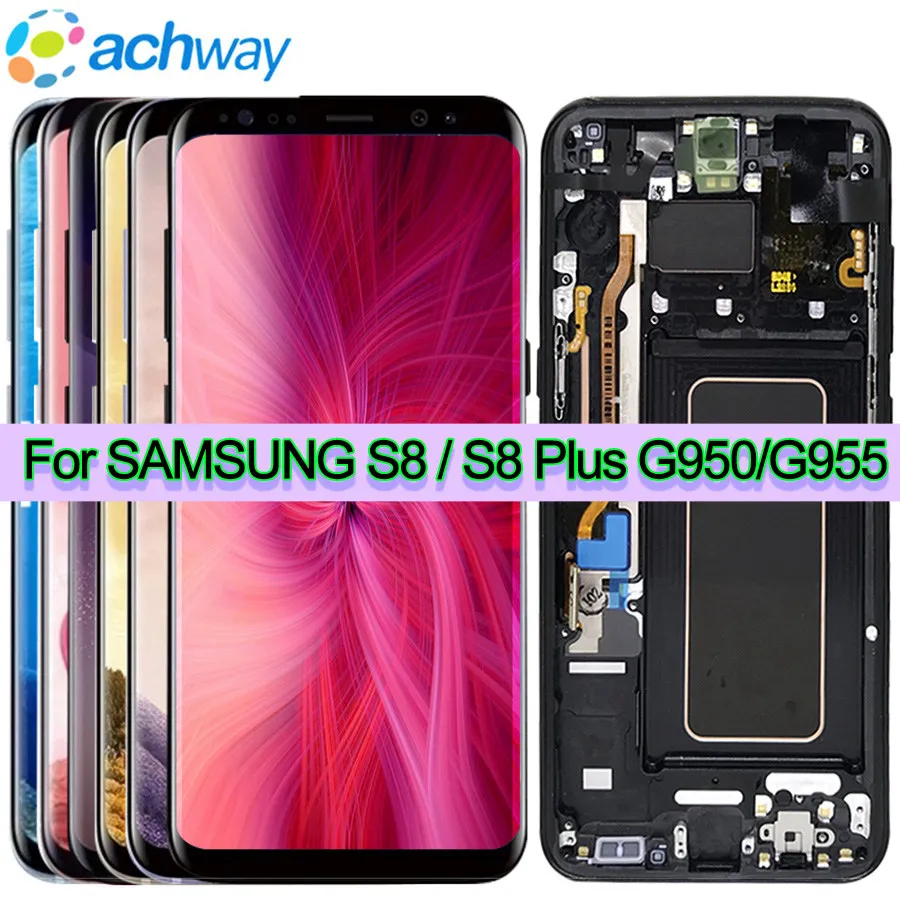 

AMOLED-экран для Samsung S8 LCD G950, дисплей, сенсорный экран, дигитайзер, Замена для Samsung Galaxy S8 Plus LCD G955 G950F LCD