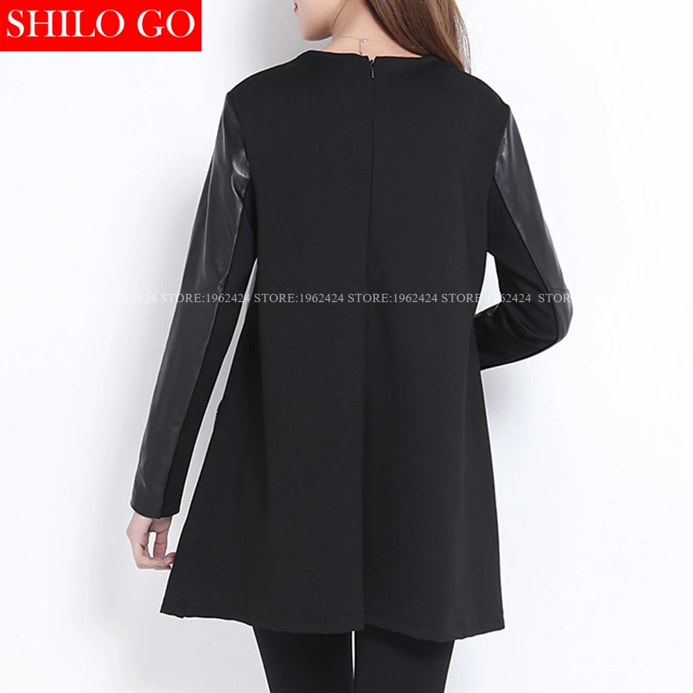 Женское платье большого размера Черное длинное из натуральной овчины с о-вырезом