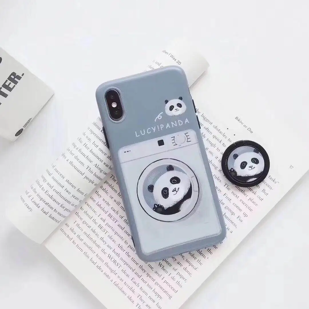 Телефон чехол для iPhone 6 6s 7 8 плюс 5 5S SE с милой пандой черный X XR XS Max мягкая ТПУ