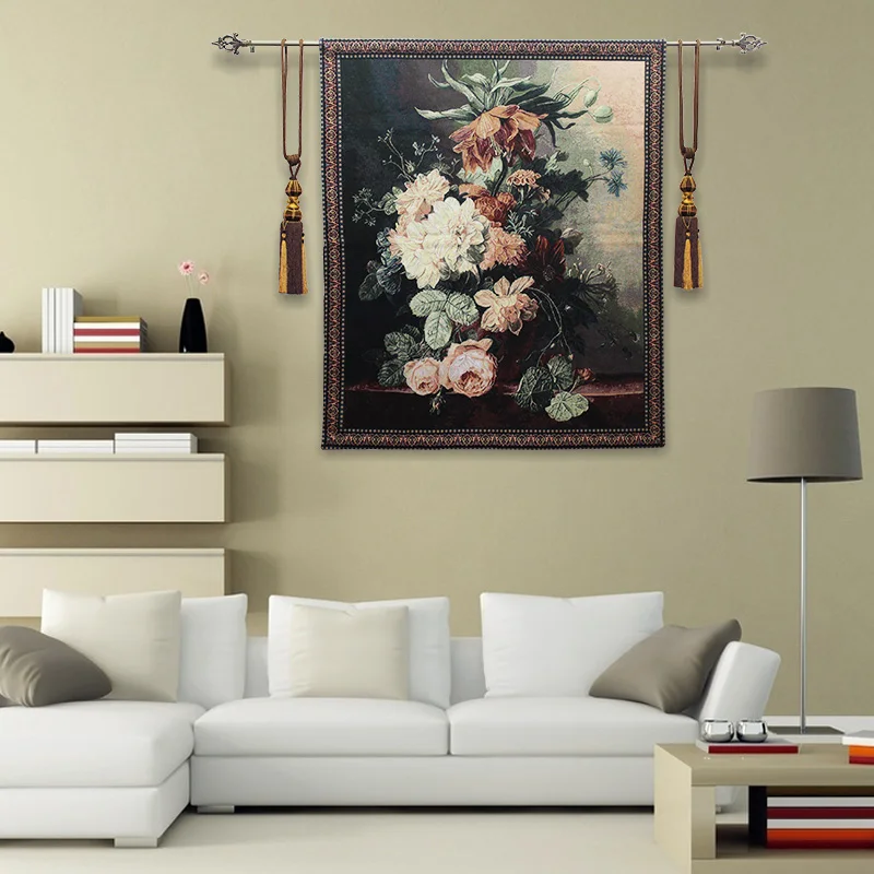 

High quality New arrival 100% cotton fabric exquisite craft manshipBelgium tapestry for sitting room TV setting wall carpet