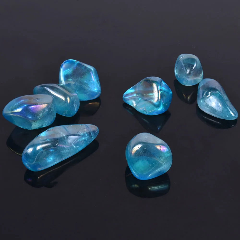 Природный кварцевый гальванический голубой Гравий Кристалл Красочный Ангел