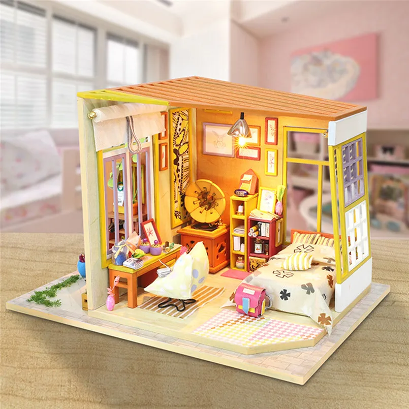 Сборка вилла модель игрушки 3D деревянные DIY Миниатюрные домики мебель светодиодный Дом головоломка украшения творческие подарки#4J17