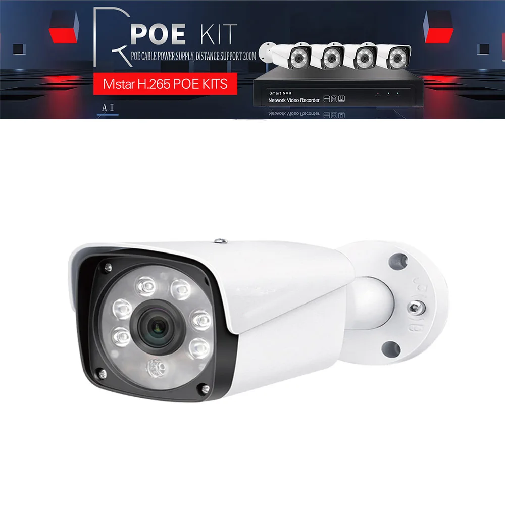 4CH POE NVR комплект 5MP 4 шт. беспроводная камера видеонаблюдения s для дома H.265 CCTV