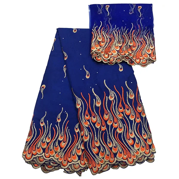 Royal blue Африканская швейцарская вуаль кружевная Высококачественная Хлопковая Ткань 5 ярдов и французское кружево 2 ярдов для платья синий фиолетовый белый хлопковый материал - Цвет: Royal blue