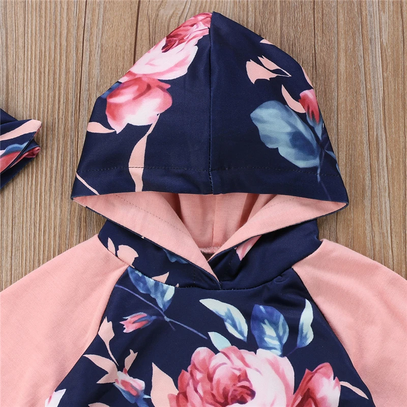 Infant Baby Girls Hooded Top T shirt Sweatshirt Pants Outfits Set Clothes 3PCS 0-2T All Seasons Children Clothing | Детская одежда и