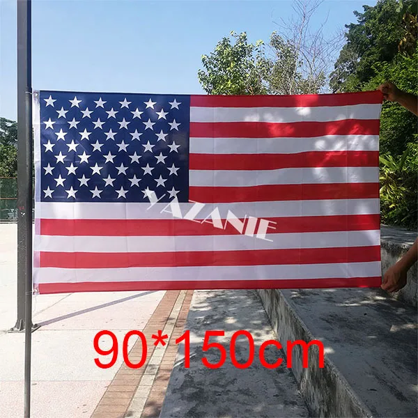 90 x 150cm YAZANIE 90x150 см, американский Национальный флаг США, американский флаг на заказ, праздничный домашний двусторонний баннер с принтом - Цвет: 90 x 150cm