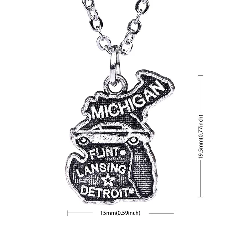Рыболовные крючки модные ювелирные изделия карта Мичигана США ожерелье и