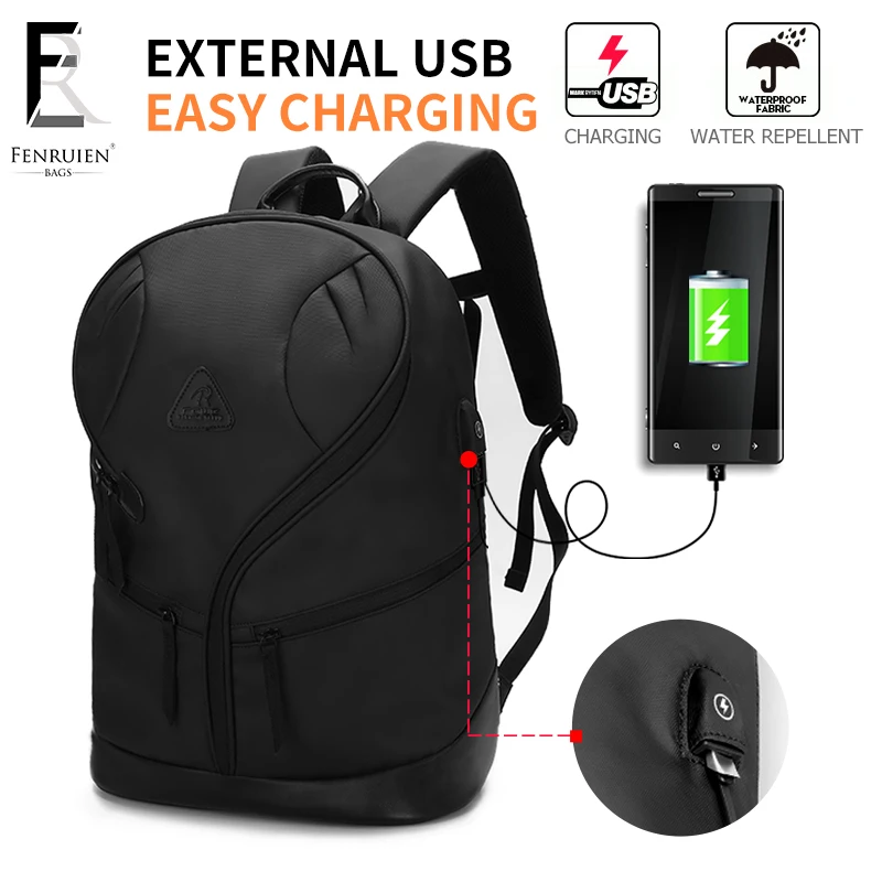 FRN зарядка через usb 15 6 дюймов рюкзак для ноутбука мужской водонепроницаемый