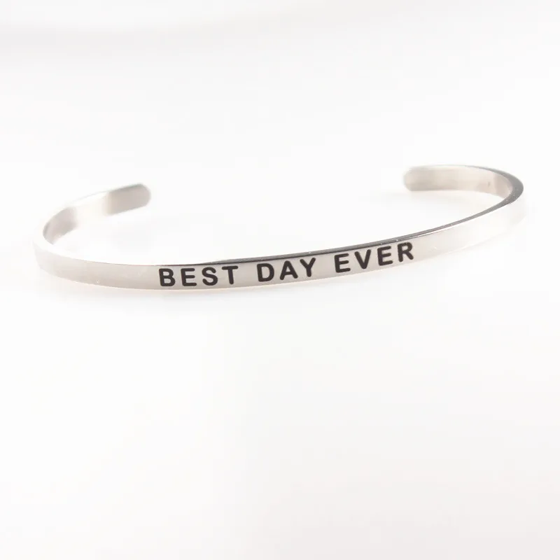 Браслеты из нержавеющей стали ручной работы Вдохновляющие высказки ширина 4 мм