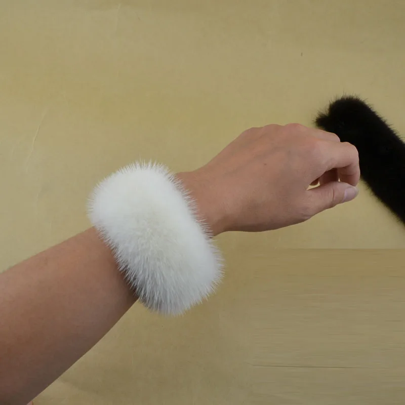 Новое поступление натуральный мех норки оголовье веревки кольцо браслет с