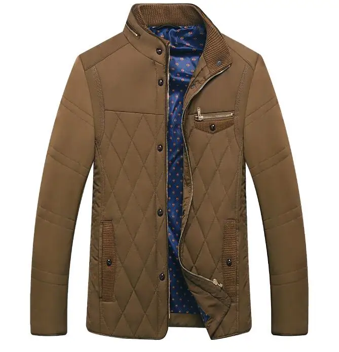 Мужская зимняя длинная теплая хлопковая одежда с воротником-стойкой |