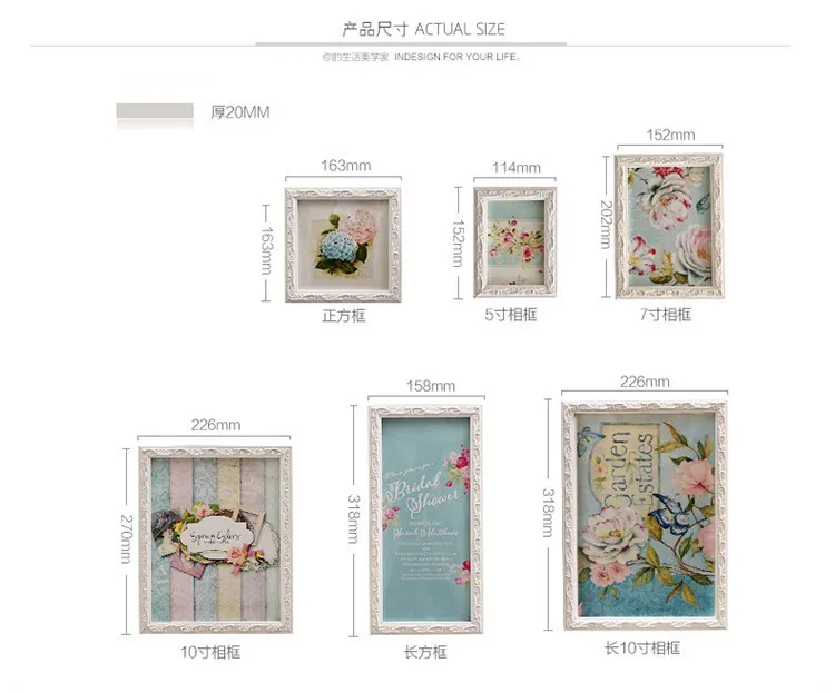 

Pastoral Style Photo Frame For Wedding Room Decor Wall Picture Frame With Clock Romantic Frames Combination 10Pieces/set quadro