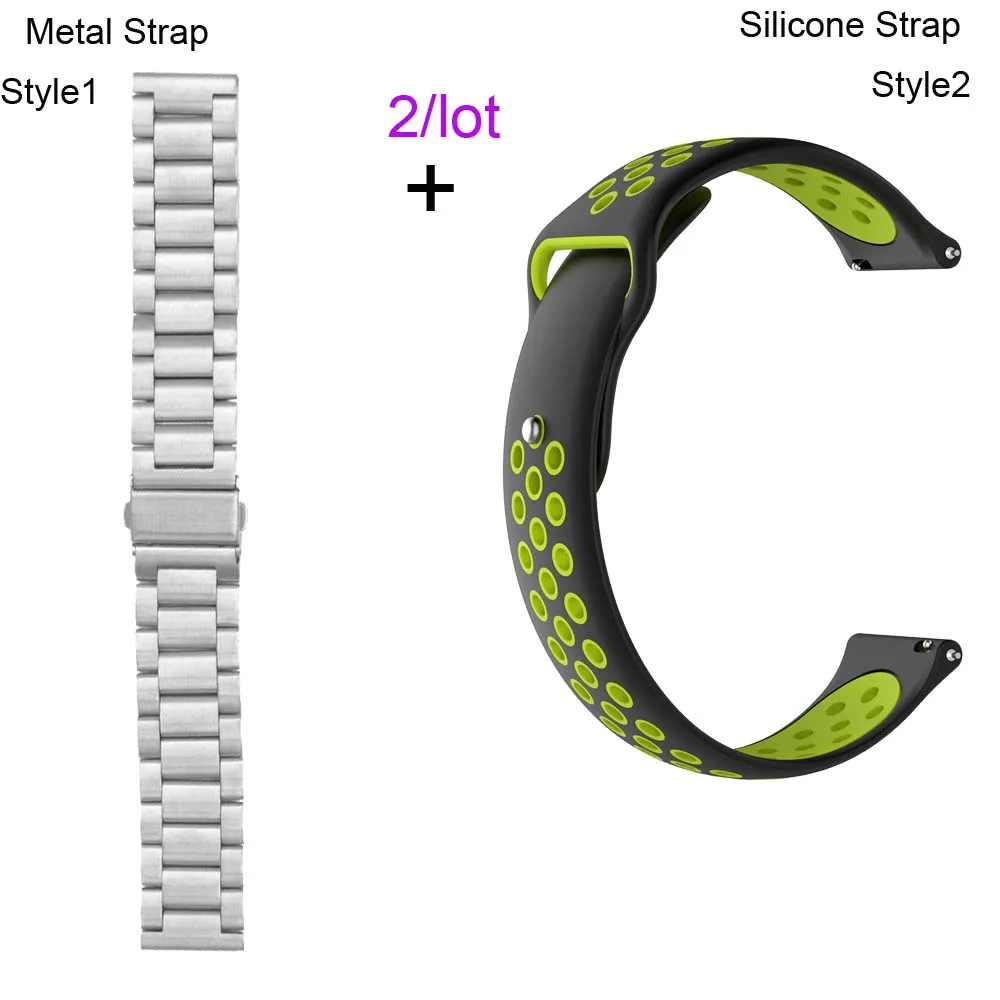 Silver-Black green Браслет для часов Xiaomi Amazfit GTR 47 мм Pace Stratos 2 для samsung gear S3 Galaxy 46 мм ремешок для часов huawei GT 2 46 мм - Цвет: Silver-Black green