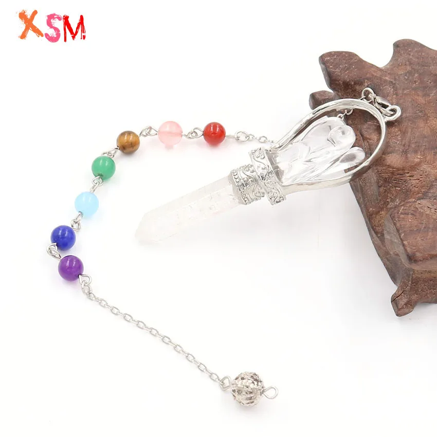 XSM натуральный камень хрустальный Шестигранный Маятник Ангел подвеска