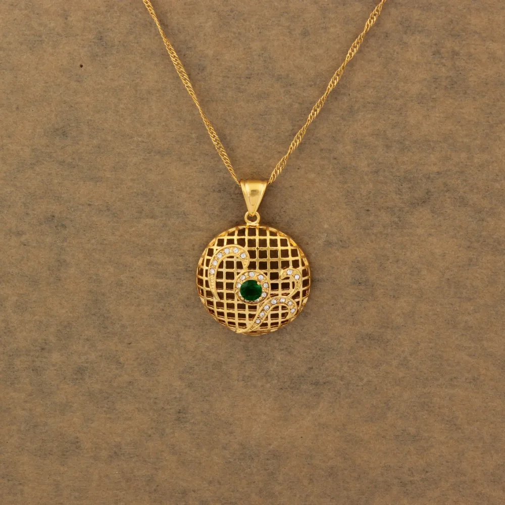 Круглый Кулон из фиопийского зеленого камня ожерелье для женщин и мужчин с