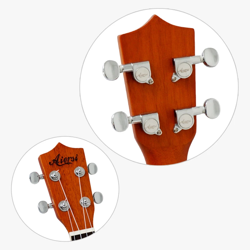 

Aiersi Brand Hawaii Sandblasted Gloss Chrome Finish Brass Body F hole Design Concert Size Reso-uke